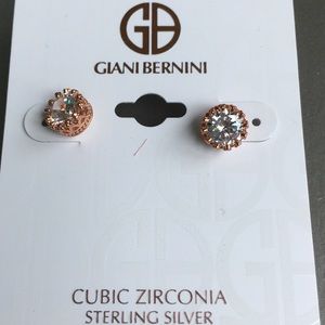 NWT Giani Bernini Sterling Silver Cubic Zirconia Crown Stud Earrings